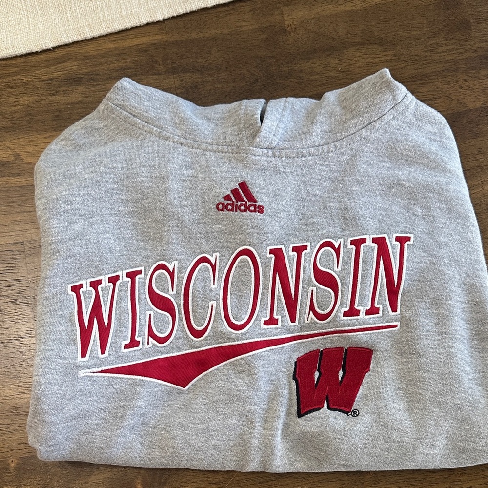 Adidas Gray Wisconsin Logo Sweatshirt
